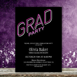 Invitación de la fiesta de color rosa negro