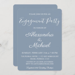 Invitación de la fiesta de compromiso azul Dusty