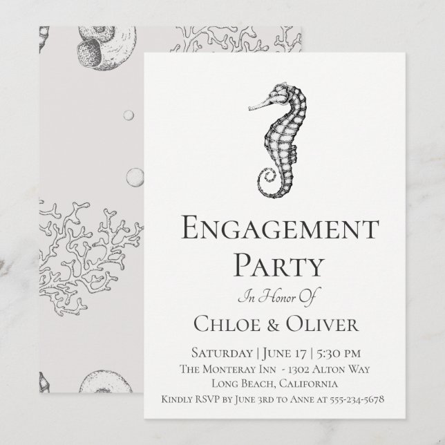 Invitación de la fiesta de compromiso con los caba (Anverso / Reverso)