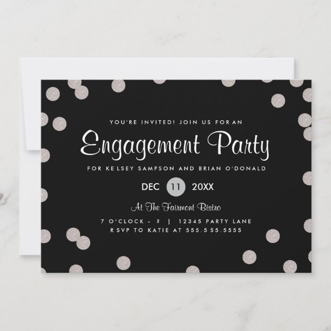 Invitación de la fiesta de compromiso con puntos p (Anverso)