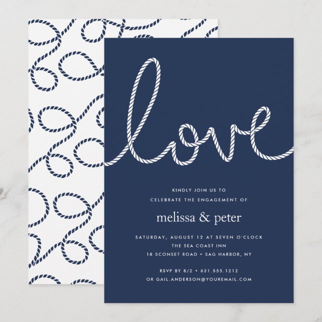 Invitación de la fiesta de compromiso de amor con  (Anverso / Reverso)