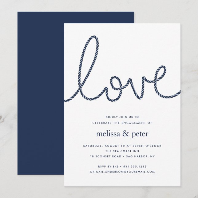 Invitación de la fiesta de compromiso de amor con  (Anverso / Reverso)