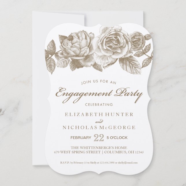 Invitación de la fiesta de compromiso de esbozo Ro (Anverso)