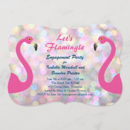 Invitación de la fiesta de compromiso de flamingo