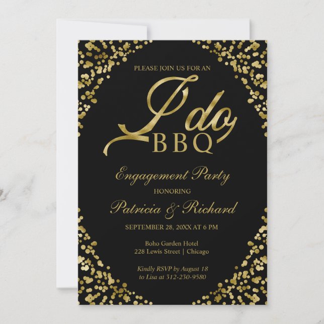 Invitación de la fiesta de compromiso de Gold Blac (Anverso)