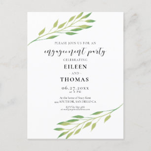 Invitación de la fiesta de compromiso de hojas ver