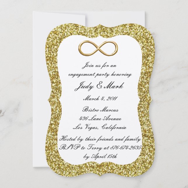 Invitación de la fiesta de compromiso de infinito  (Anverso)