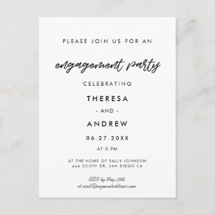 Invitación de la fiesta de compromiso de la tipogr