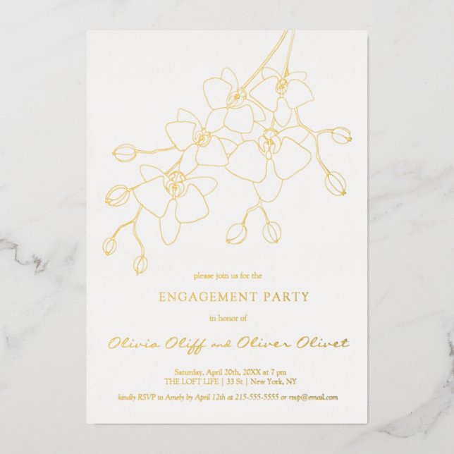 Invitación de la fiesta de compromiso de orquídeas (Anverso)