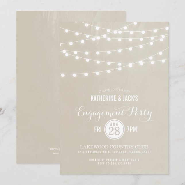 Invitación de la fiesta de compromiso de Pearl Str (Anverso / Reverso)