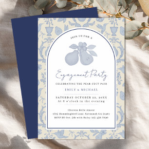 Invitación de la fiesta de compromiso de peras azu