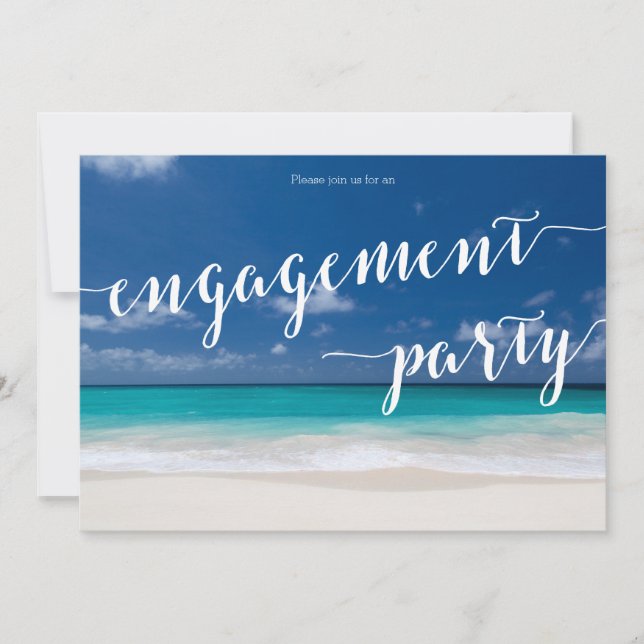 Invitación de la fiesta de compromiso de playa de  (Anverso)