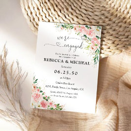 Invitación de la fiesta de compromiso de rosa rosa