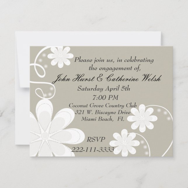 Invitación de la fiesta de compromiso estilizada (Anverso)