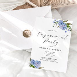 Invitación de la fiesta de compromiso floral azul