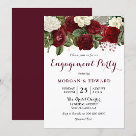 Invitación de la fiesta de compromiso floral blanc