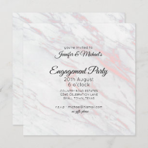 Invitación de la fiesta de compromiso Marble rosa