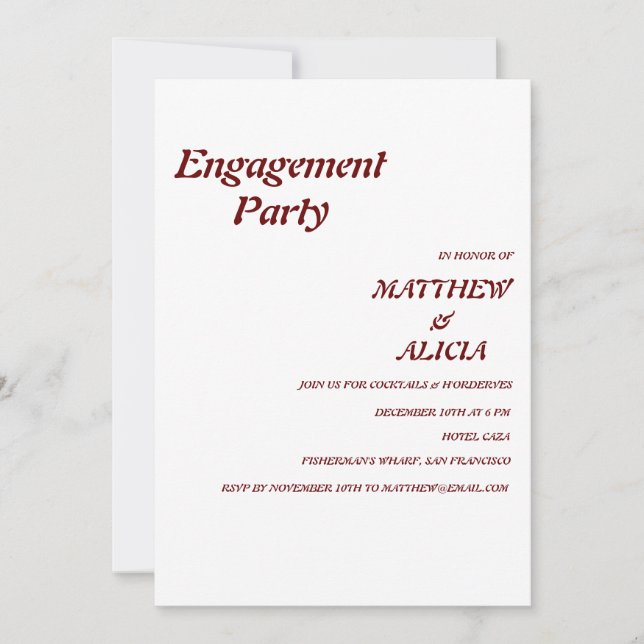 Invitación de la fiesta de compromiso retro elegan (Anverso)