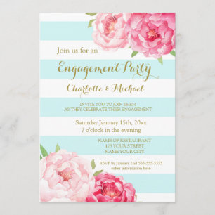 Invitación de la fiesta de compromiso rosa de las