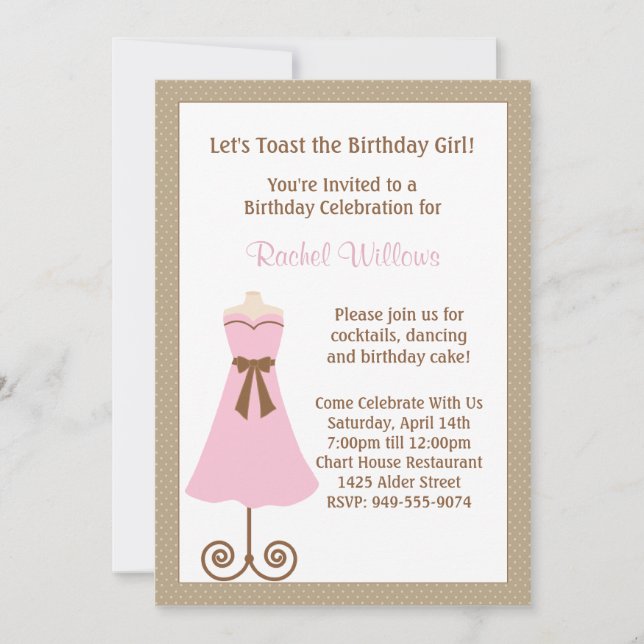 Invitación de la fiesta de cumpleaños (Anverso)