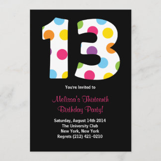 Invitación de la fiesta de cumpleaños 13