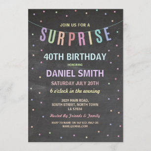 Invitación de la fiesta de cumpleaños Chalk Polka 