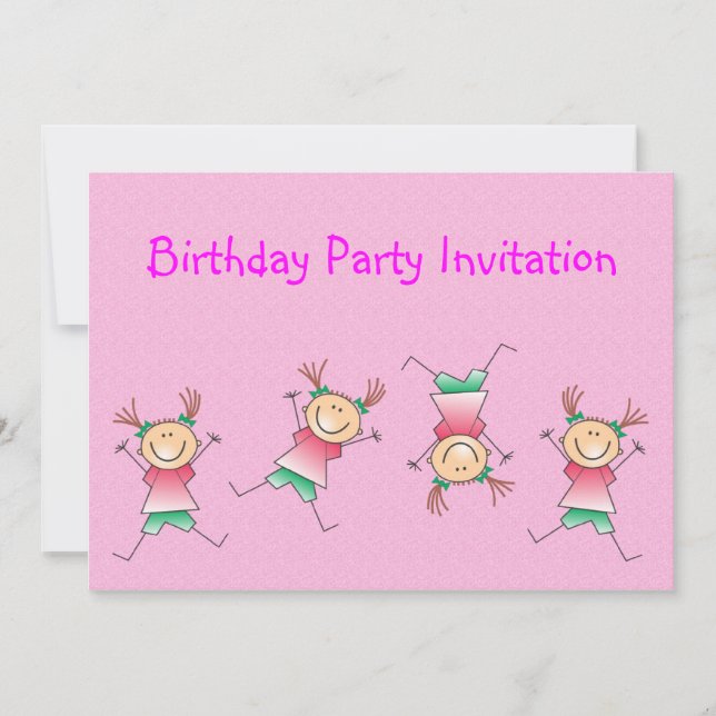 Invitación de la fiesta de cumpleaños con el chica (Anverso)