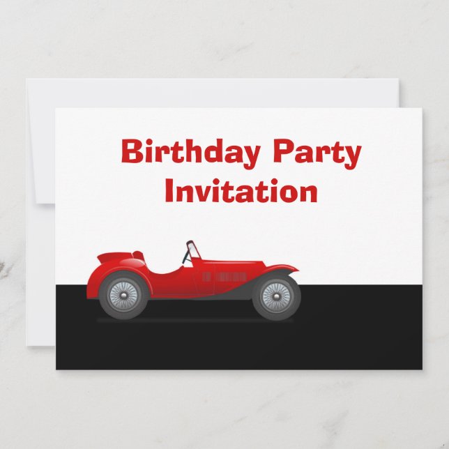 Invitación de la fiesta de cumpleaños con el coche (Anverso)