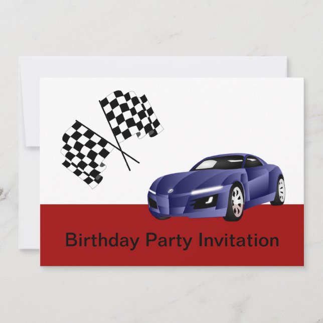Invitación de la fiesta de cumpleaños con el coche (Anverso)