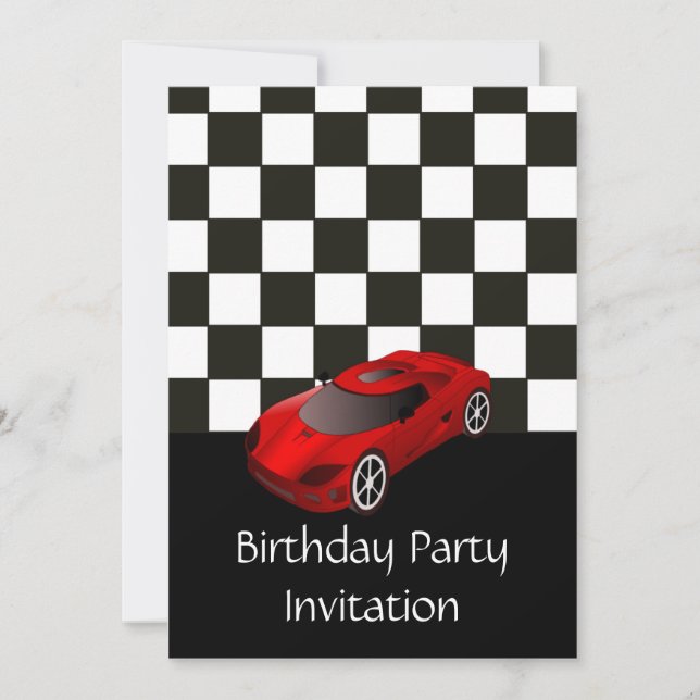 Invitación de la fiesta de cumpleaños con el coche (Anverso)