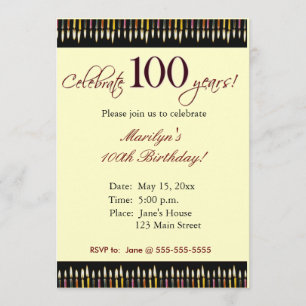 Invitación de la fiesta de cumpleaños de 100 años