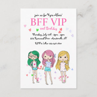 Invitación de la fiesta de cumpleaños de BFF VIP