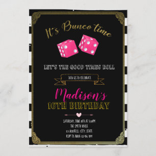 Invitación de la fiesta de cumpleaños de Bunco