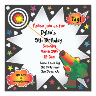 invitaciones laser tag zazzle
