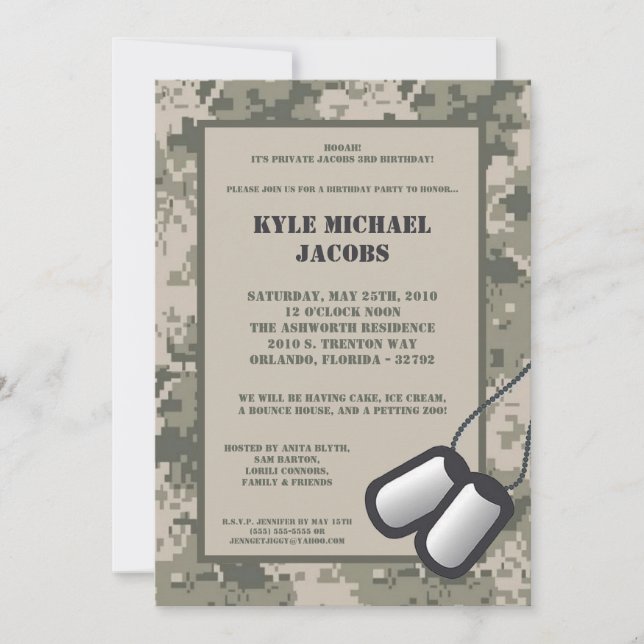 invitación de la fiesta de cumpleaños de la (Anverso)