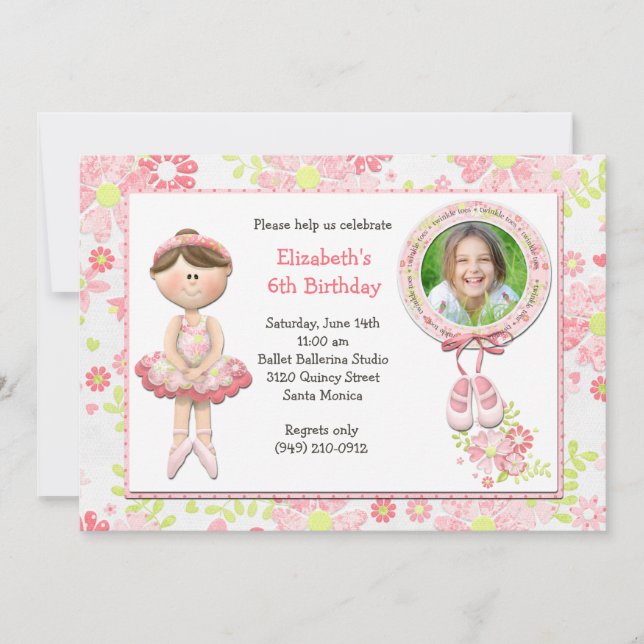 Invitación de la fiesta de cumpleaños de la (Anverso)