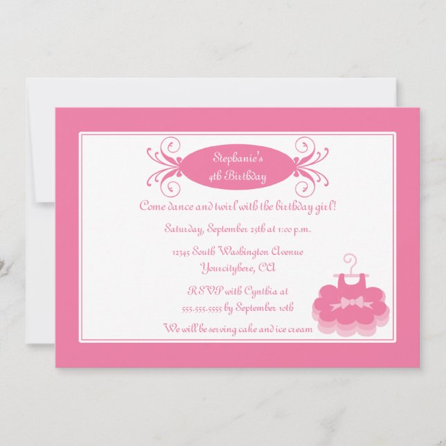 Invitación de la fiesta de cumpleaños de la (Anverso)