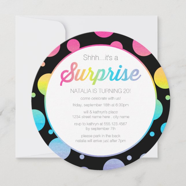 Invitación de la fiesta de cumpleaños de la (Anverso)