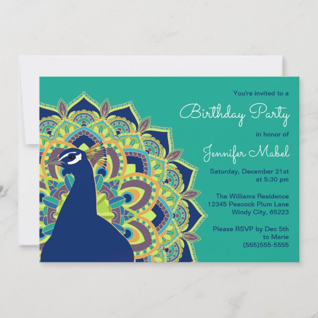 Invitación de la fiesta de cumpleaños de la (Anverso)