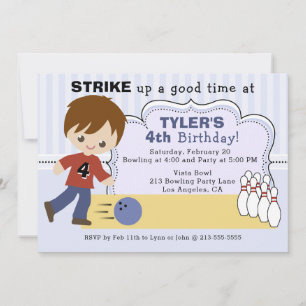 Invitación de la fiesta de cumpleaños de la bolera
