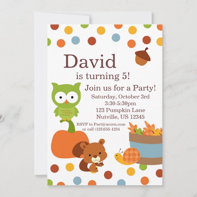 Invitación de la fiesta de cumpleaños de la caída (Anverso)