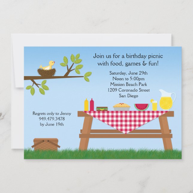 Invitación de la fiesta de cumpleaños de la comida (Anverso)