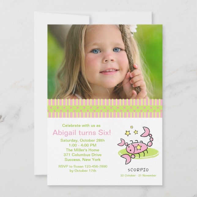 Invitación de la fiesta de cumpleaños de la foto (Anverso)