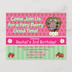 Invitación de la fiesta de cumpleaños de la fresa