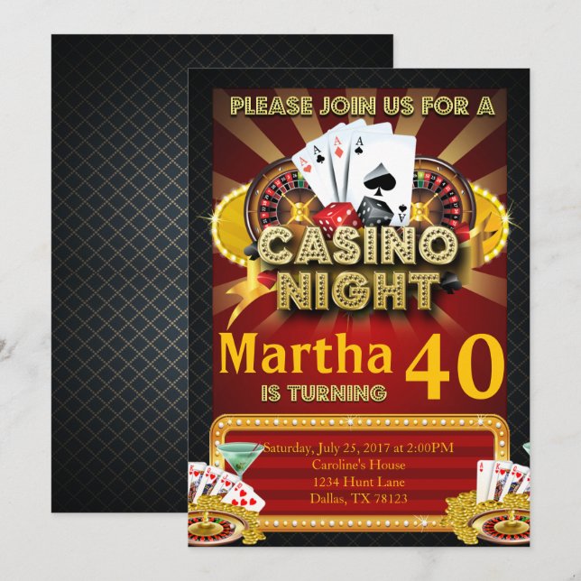 Invitación de la fiesta de cumpleaños de la noche (Anverso / Reverso)