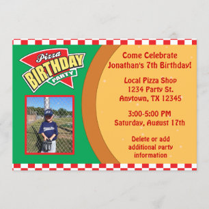 Invitación de la fiesta de cumpleaños de la pizza