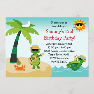 Invitación de la fiesta de cumpleaños de la playa