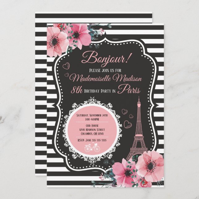 Invitación de la fiesta de cumpleaños de la torre (Anverso / Reverso)