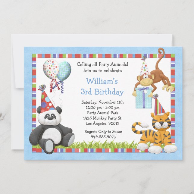 Invitación de la fiesta de cumpleaños de los (Anverso)