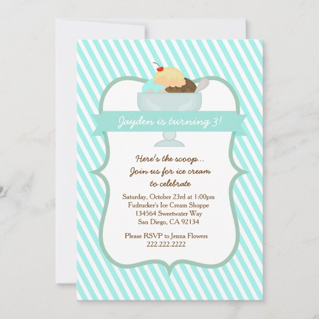 Invitación de la fiesta de cumpleaños de los (Anverso)